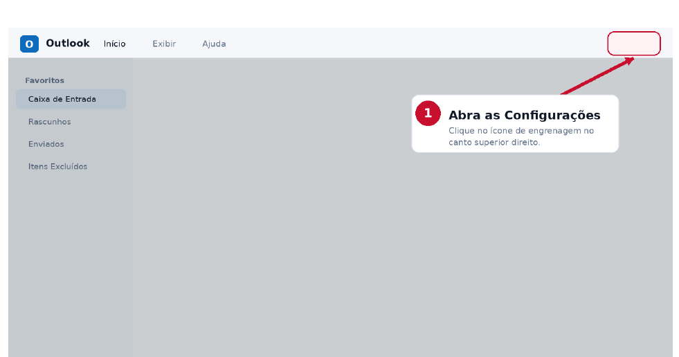 Tela do Outlook mostrando o acesso às Configurações